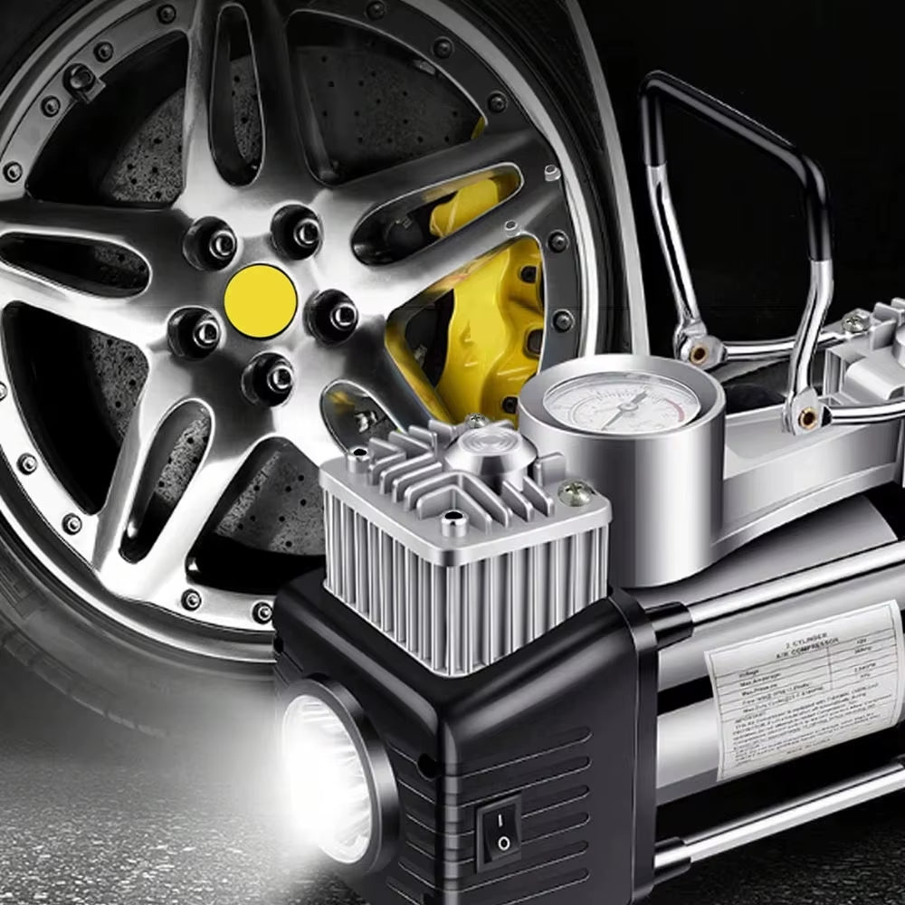 COMPRESORA DE AIRE 12V + RELOJ + MALETÍN