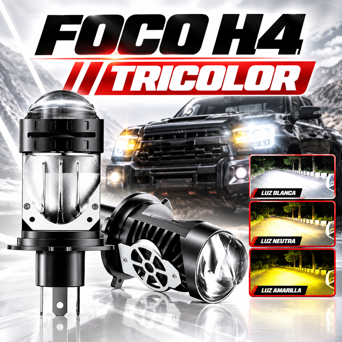 Foco lupa H4 / tricolor