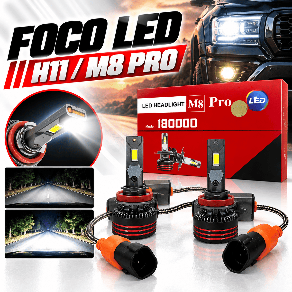 Foco led H11 / M8 Pro