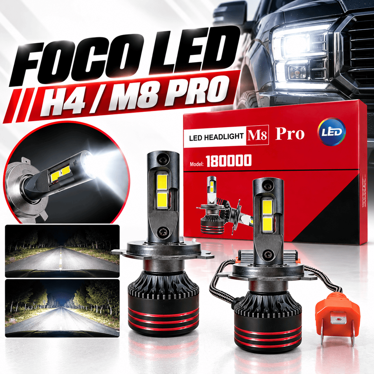 Foco led H4 / M8 Pro