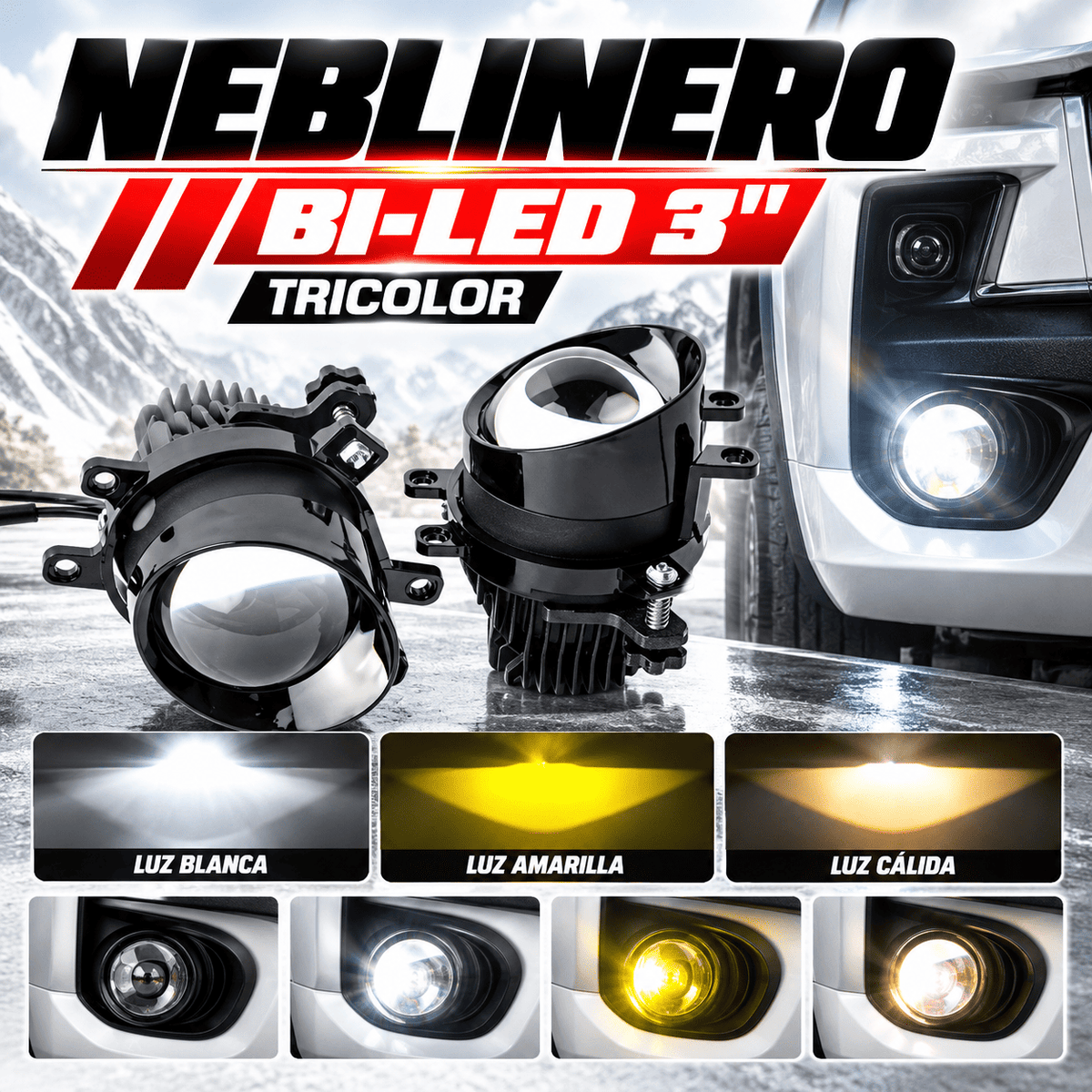Neblinero Lupa tricolor 3"