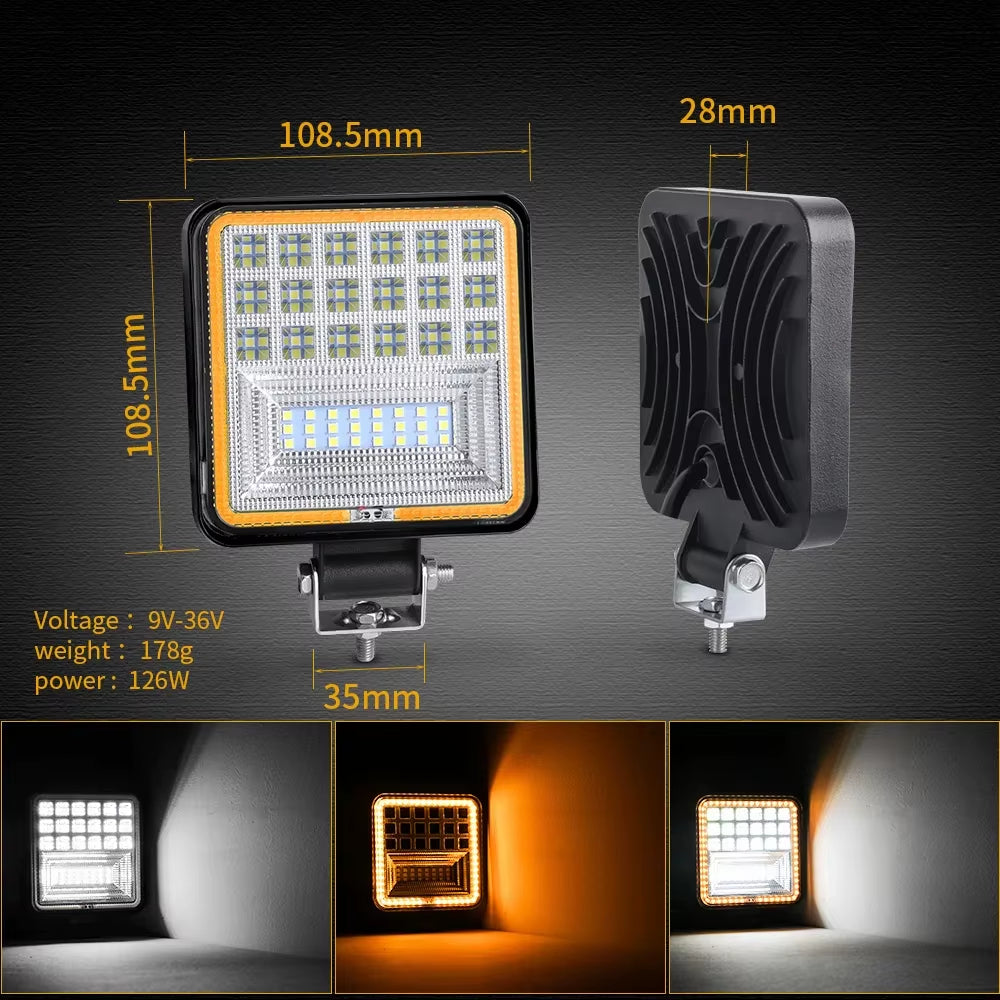 FARO CUADRADO 45 LEDS/ BORDE GRUESO