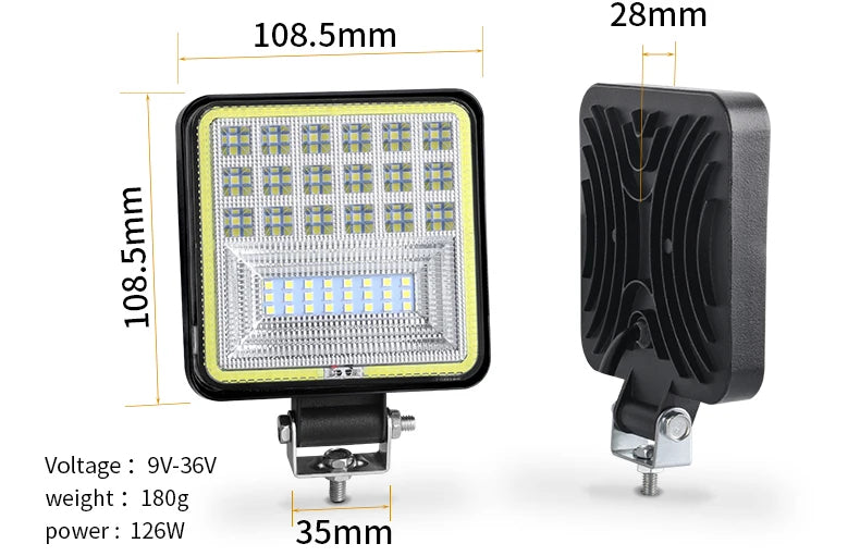FARO CUADRADO 45 LEDS/ BORDE GRUESO