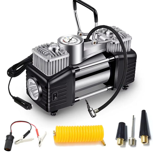 COMPRESORA DE AIRE 12V  + RELOJ + MALETÍN